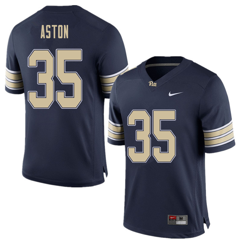 Men #35 George Aston Pittsburgh Panthers College Football Jerseys Sale-Home Blue